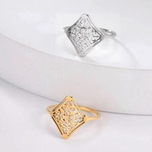 NEW Women’s 18k‎ Gold-Plated Hollow Lattice Ring Size 8